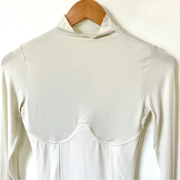 Joah Brown Long Sleeve Corset Top in Bone Flexrib - Picture 2 of 7
